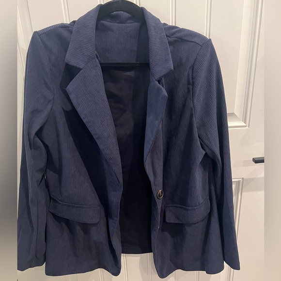 SHEIN Large Corduroy Blue Tailored Blazer Classic Suit Jacket - Picture 1 of 10